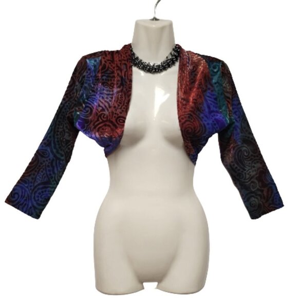 PURPLE Blue and Red Colored Velvet Bolero or shoulder cover up - Picture 1 of 7